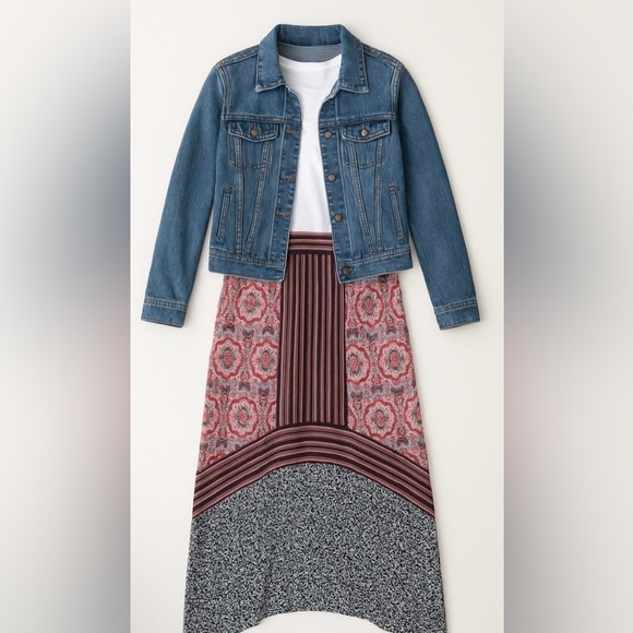 New Directions Belk Boho Peasant Skirt M | High-Low | Stretch Waist - Picture 1 of 5